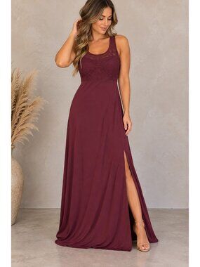 Umgee Lace Maxi Dress Size Small Burgundy Wedding Party Special Occasion